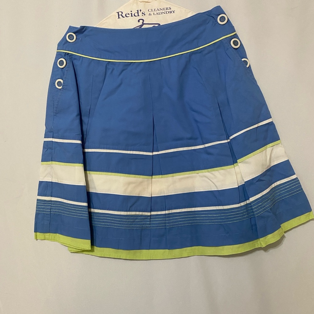 Talbots Blue and White Knee-Length A-Line Skirt